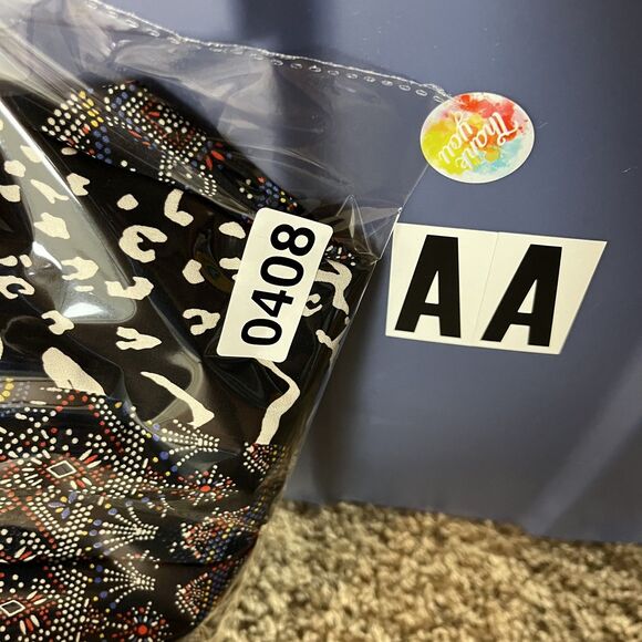 Allison Joy Blouse Womens Small Black White Boho Geometric Mixed Print Top USA - Picture 9 of 9